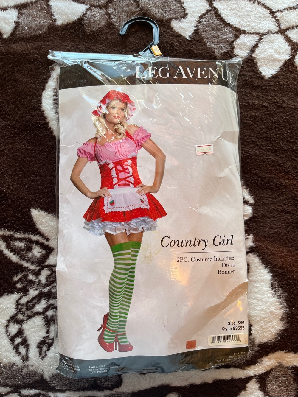 Leg Avenue Country Girl Costume - Pink, Red & Green